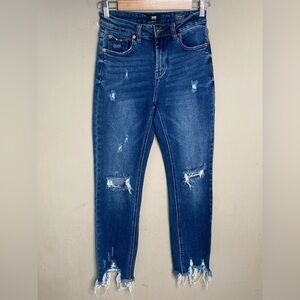 I&M Black Label Women’s Distress High Rise Straight Fit Ankle Denim Jean Size 3